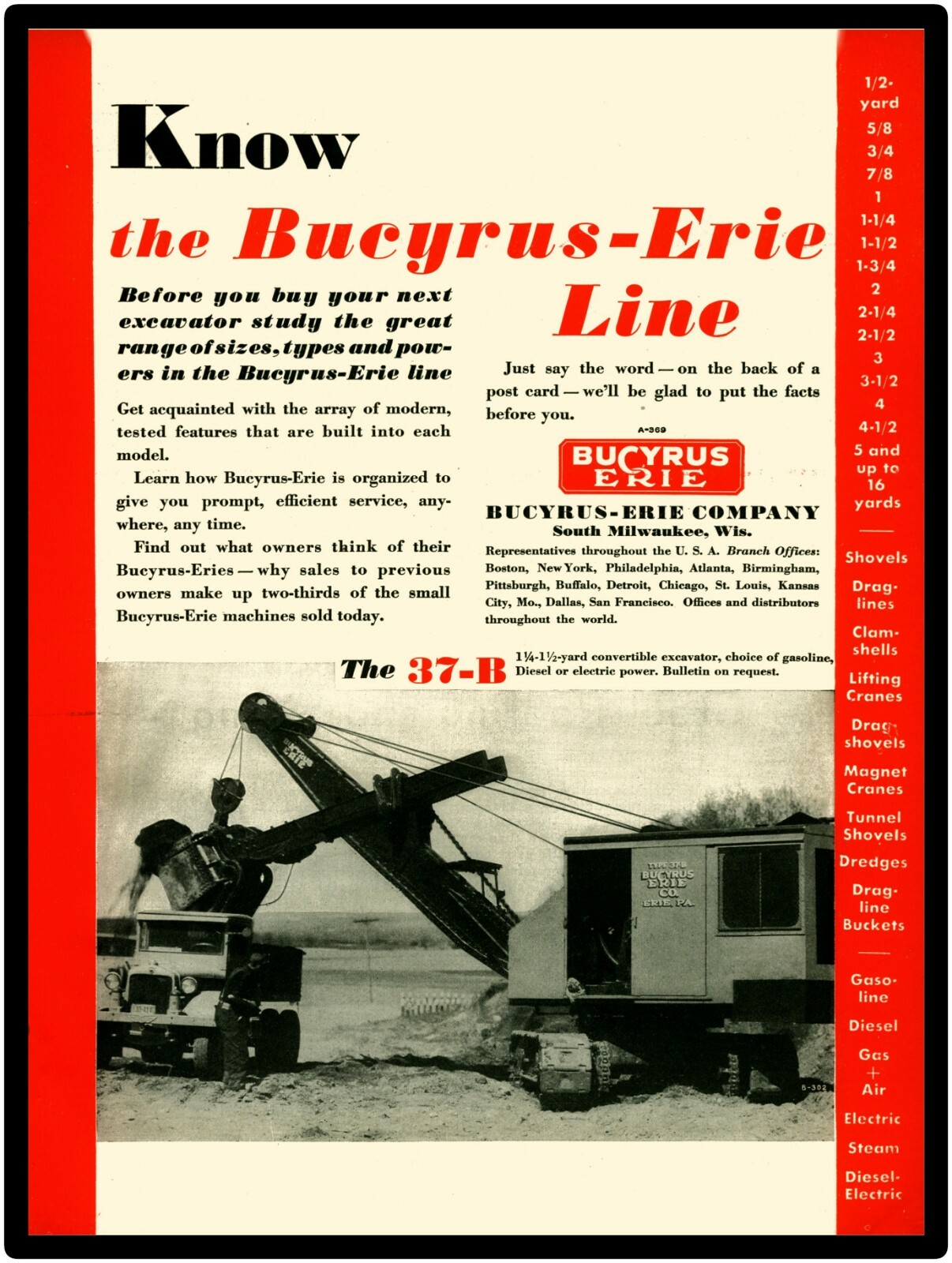 1937 Bucyrus Erie Crane New Metal Sign: Model 37-B Featured – South Milwaukee WI