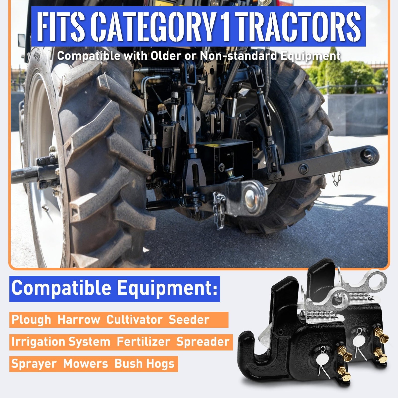 Upgraded Cat 1 Tractor Easy Change Quick Hitch System, Compatible with 3 Poin…