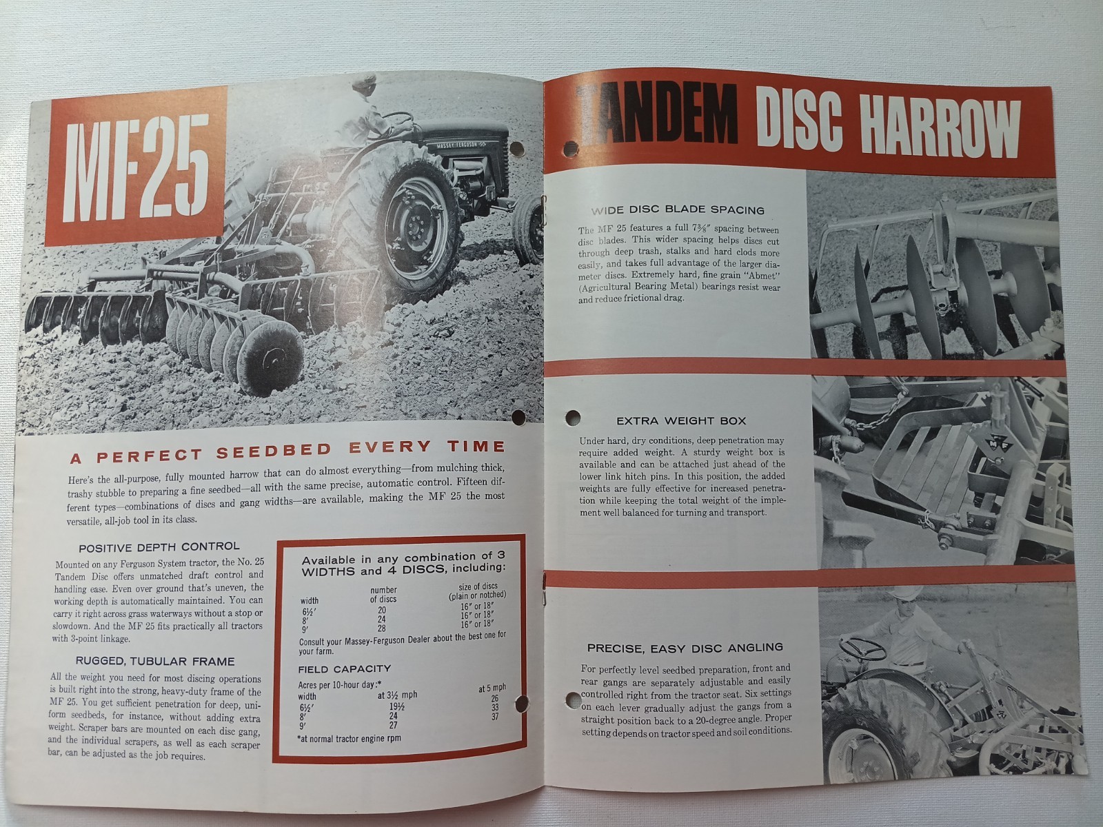 Vintage Massey Ferguson MF 25, 39, 68 Tandem Disc Harrows Dealer Brochure AD