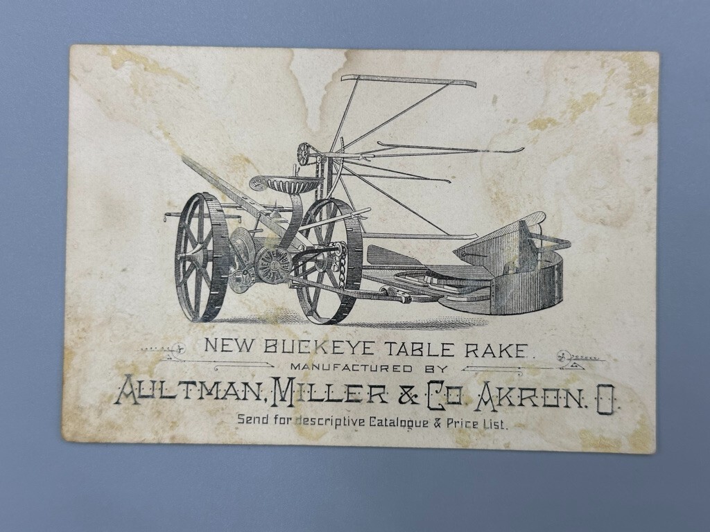 1880s Aultman Miller BUCKEYE MOWER Farm Advertising Trade Cards AKRON Ohio