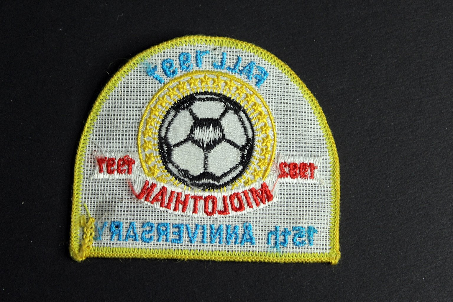Midlothian 15th Anniversary Embroidered Soccer Patch Fall 1987 3in
