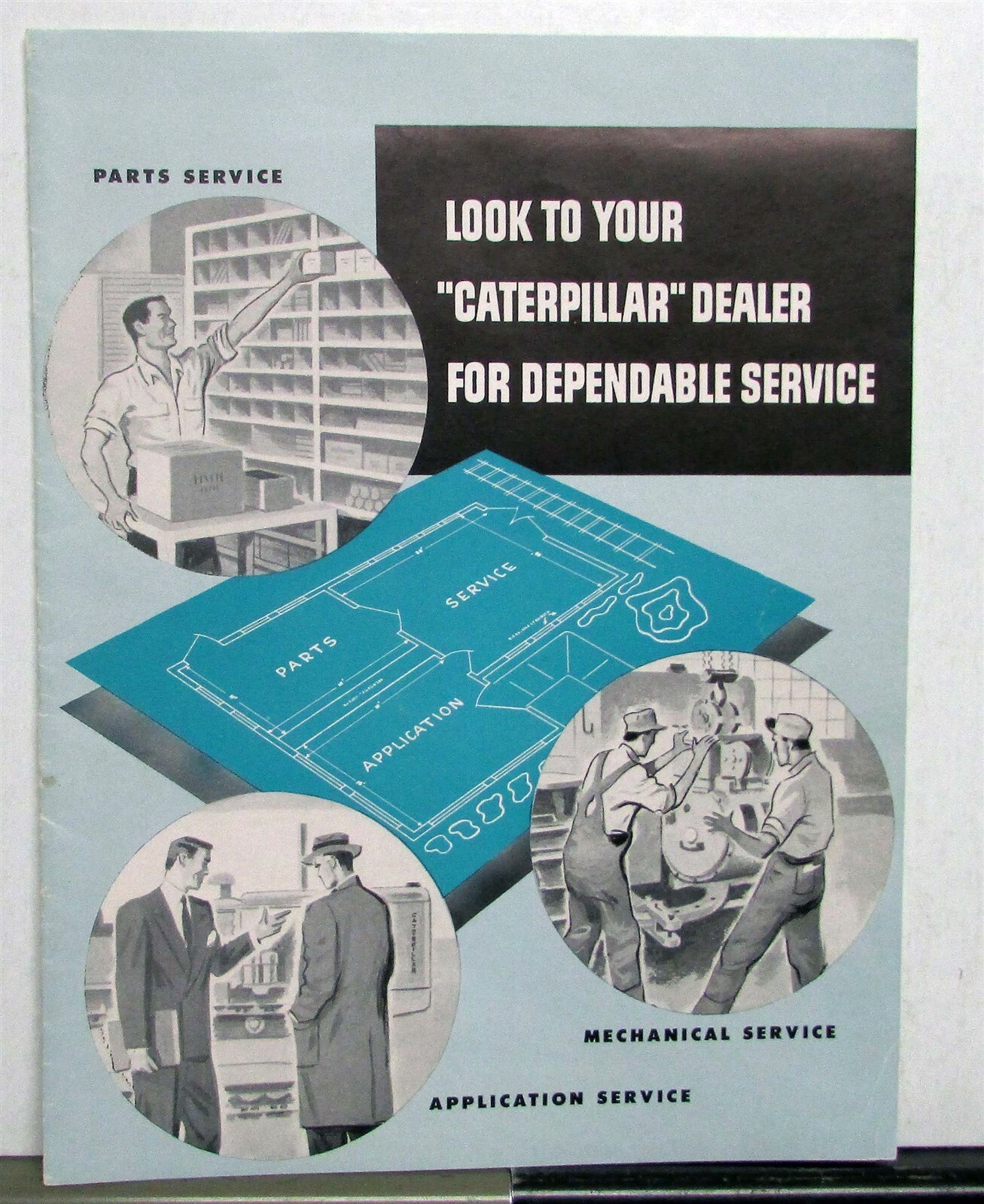 1950s Caterpillar Cranes Service Fleet Construction Sales Brochure Mailer