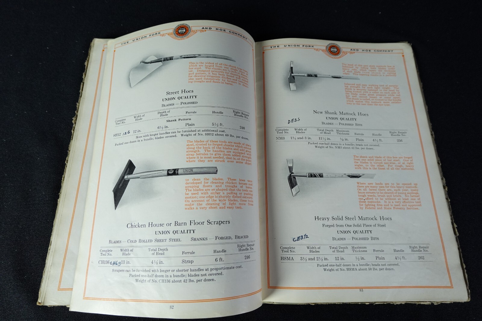 1928 Union Fork & Hoe Co Catalog Farm Garden RR Contractors Tools Columbus OH