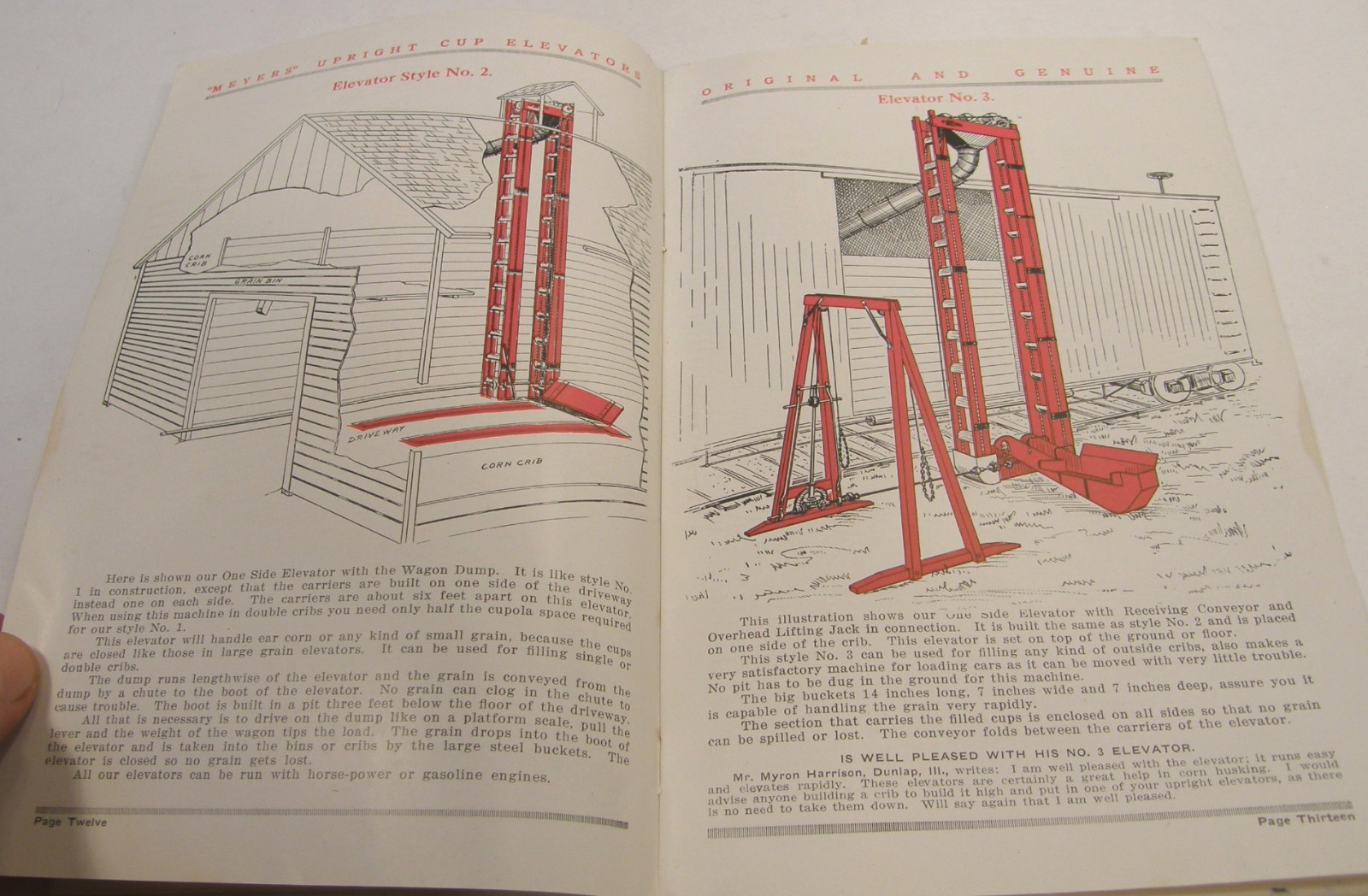 ANTIQUE c1915 ILLUSTRATED CATALOG MEYER FARM CUP ELEVATORS MORTON ILLINOIS