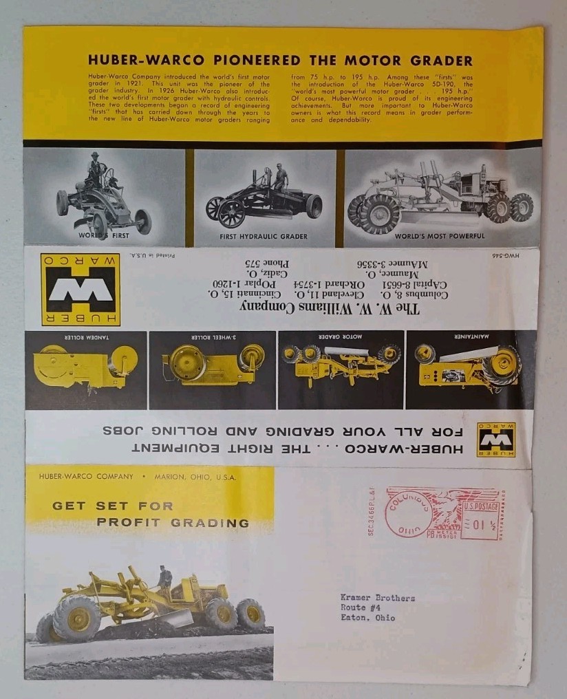 Vintage Huber Warco Torque Converters For D6 & D7 Motor Graders Sales Brochure