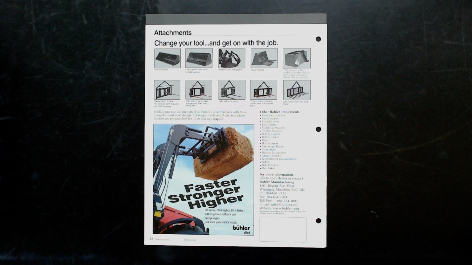 Buhler Allied Front End Loader Brochure 15 to 275 HP Vintage