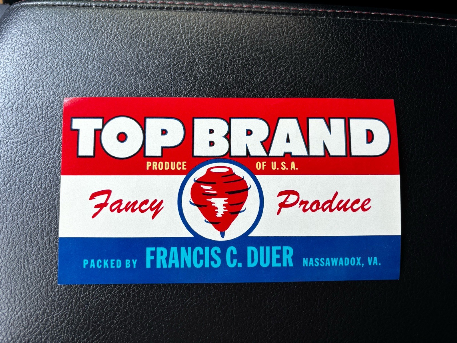 Top Brand Produce Crate Label Francis C Duer Nassawadox Va ESVA Agriculture Adv