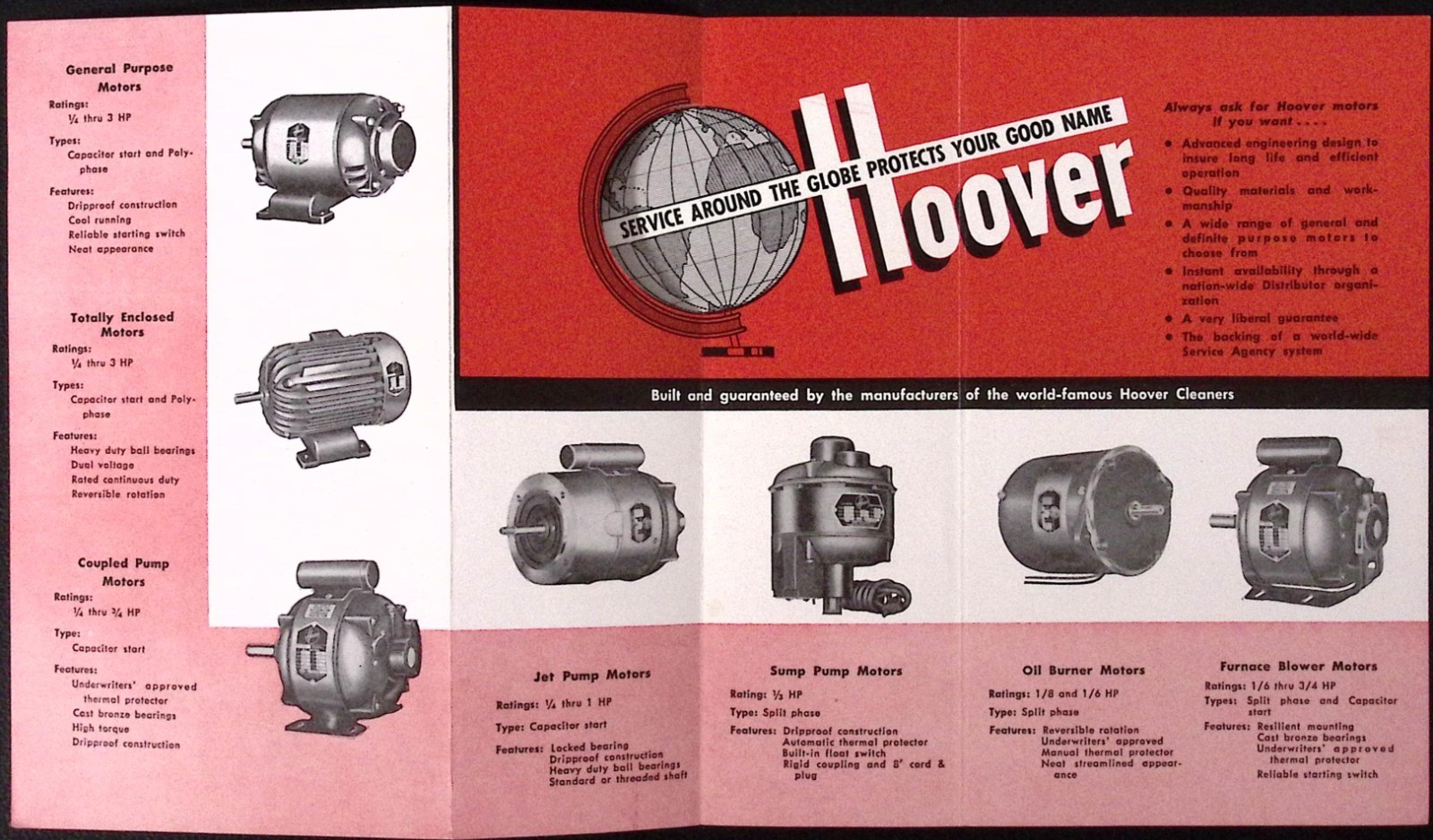 1957 Hoover Dependable Motors Farm Home Industry Brochure North Plainfield NJ