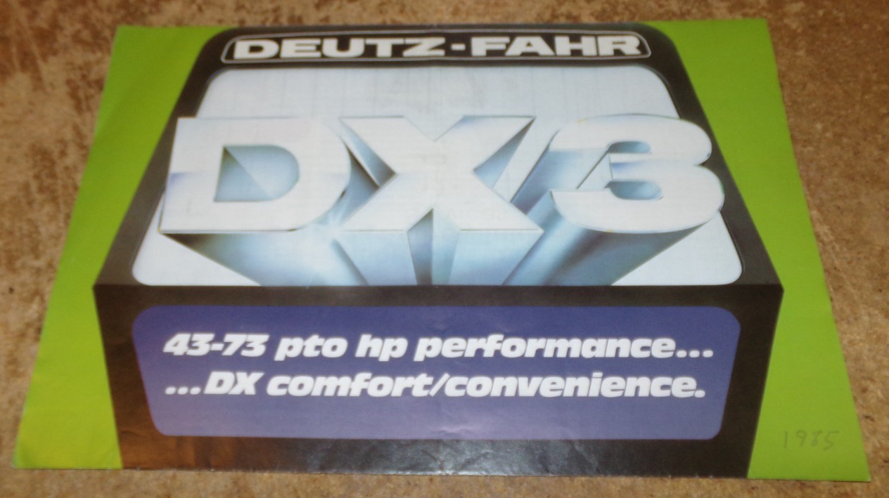 1985 deutz-fahr DX 3 foldout tractor brochure in good shape used
