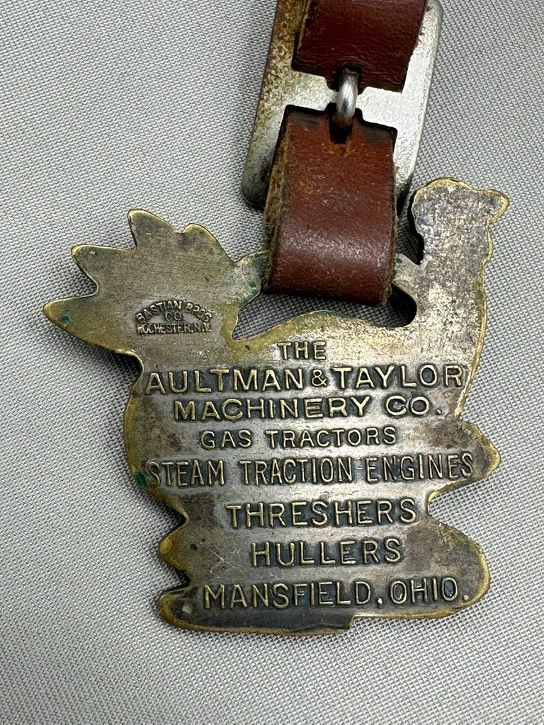 Antique Aultman Taylor TRACTOR Thresher ENGINE Farm Advertsing WATCH FOB Rooster