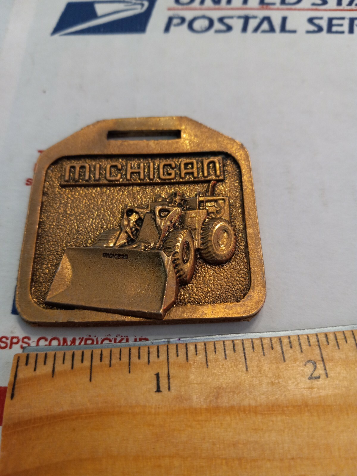 Michigan Front End Wheel Loader Tractor Pocket Watch Fob ANDERSON EQUIPMENT PA