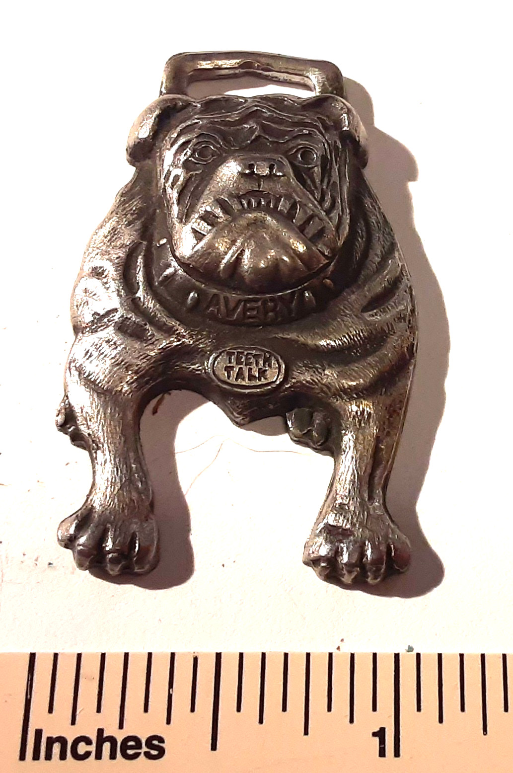 * FARMING * Antique Watch Fob – THE BULLDOG LINE – The Avery Co. Peoria IL
