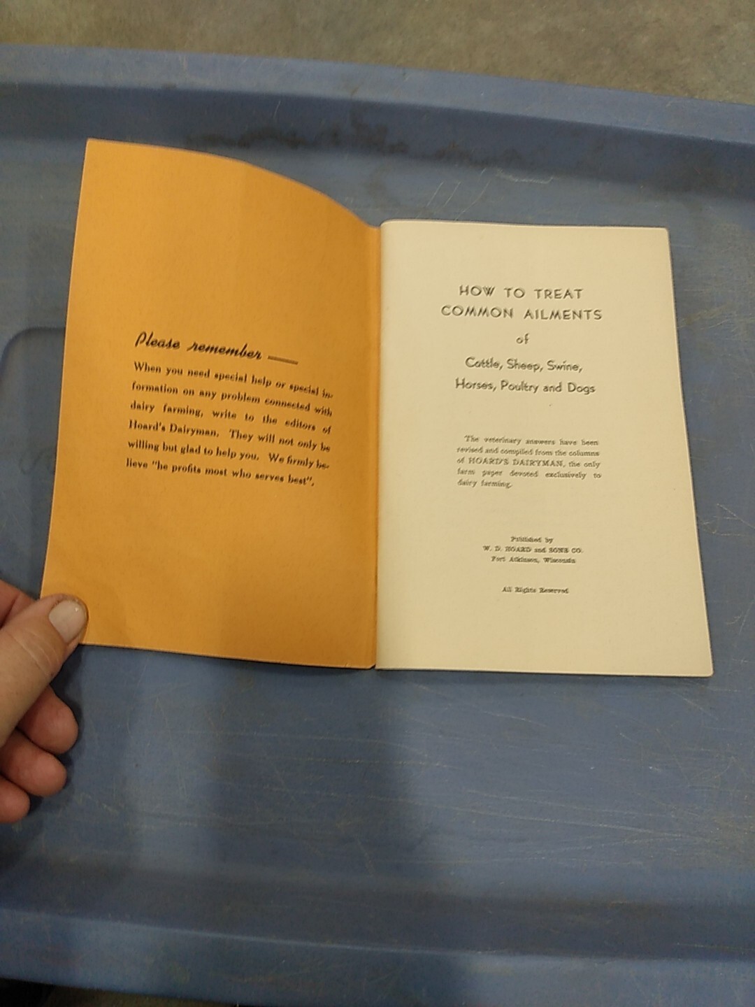 Vintage 1940 Hoard&rsquo;s Dairyman Booklet How To Treat Common Ailments Farm Animals