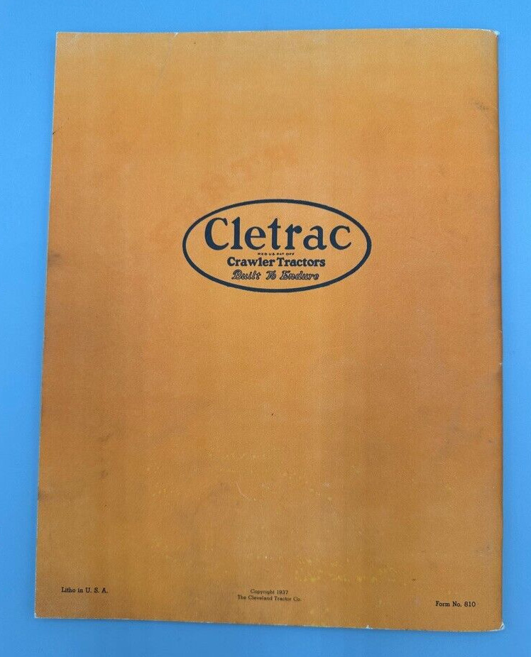 1937 CLETRAC Crawler EARTH Movng CLEVELAND TRACTOR Machinery BULLDOZER Advertise