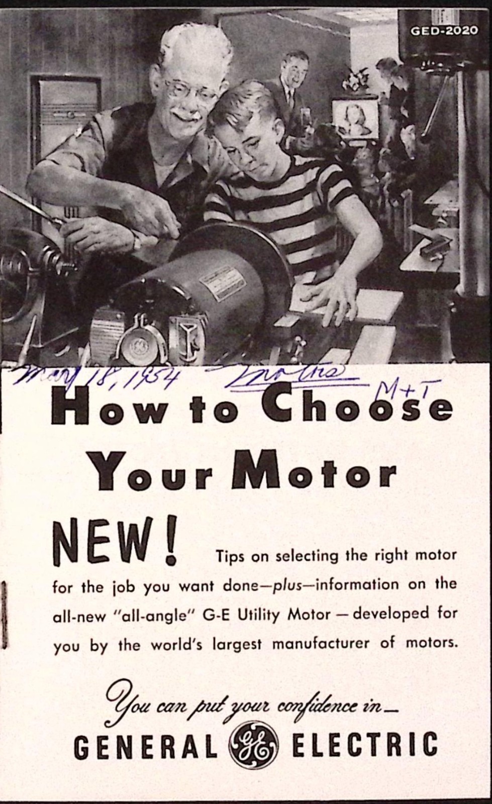 1954 General Electric Hoe to Choose Your Motor Brochure Schenectady NY