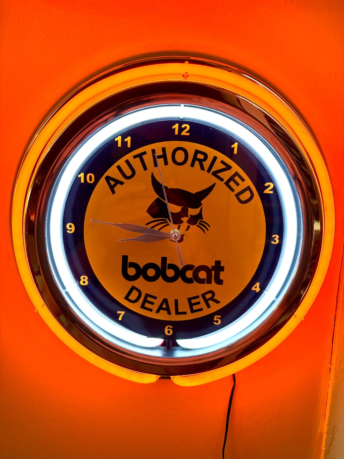 Bobcat Skid Steer Farm Tractor Barn Man Cave Orange Neon Style LED Clock Sign