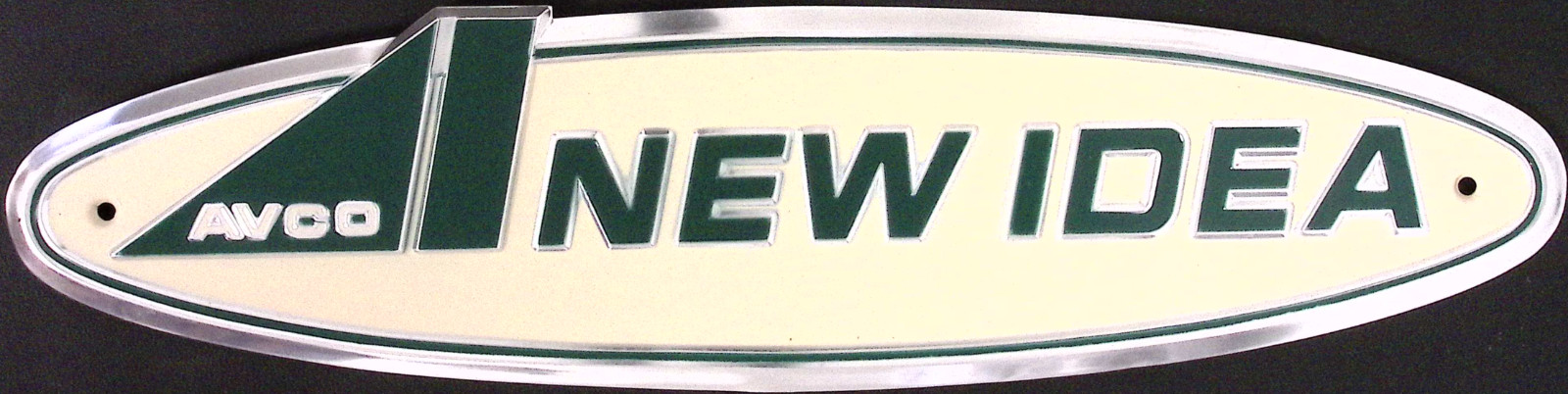 Vintage Avco New Idea Sign Aluminum Farm Implement Advertising Sign 18 x 4.5&Prime;