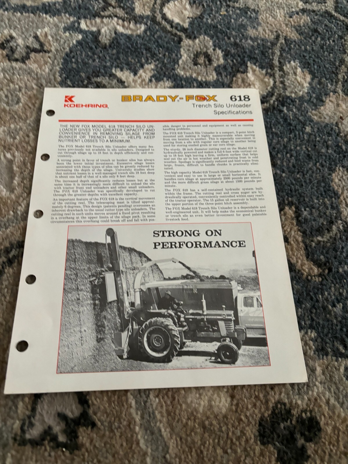 Fox Brady 618 Trench Silo Unloader Brochure FCCA24
