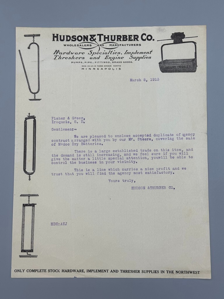 1913 THRESHER ENGINES Supplies FARM Machinery Advertising Letterhead MINNEAPOLIS