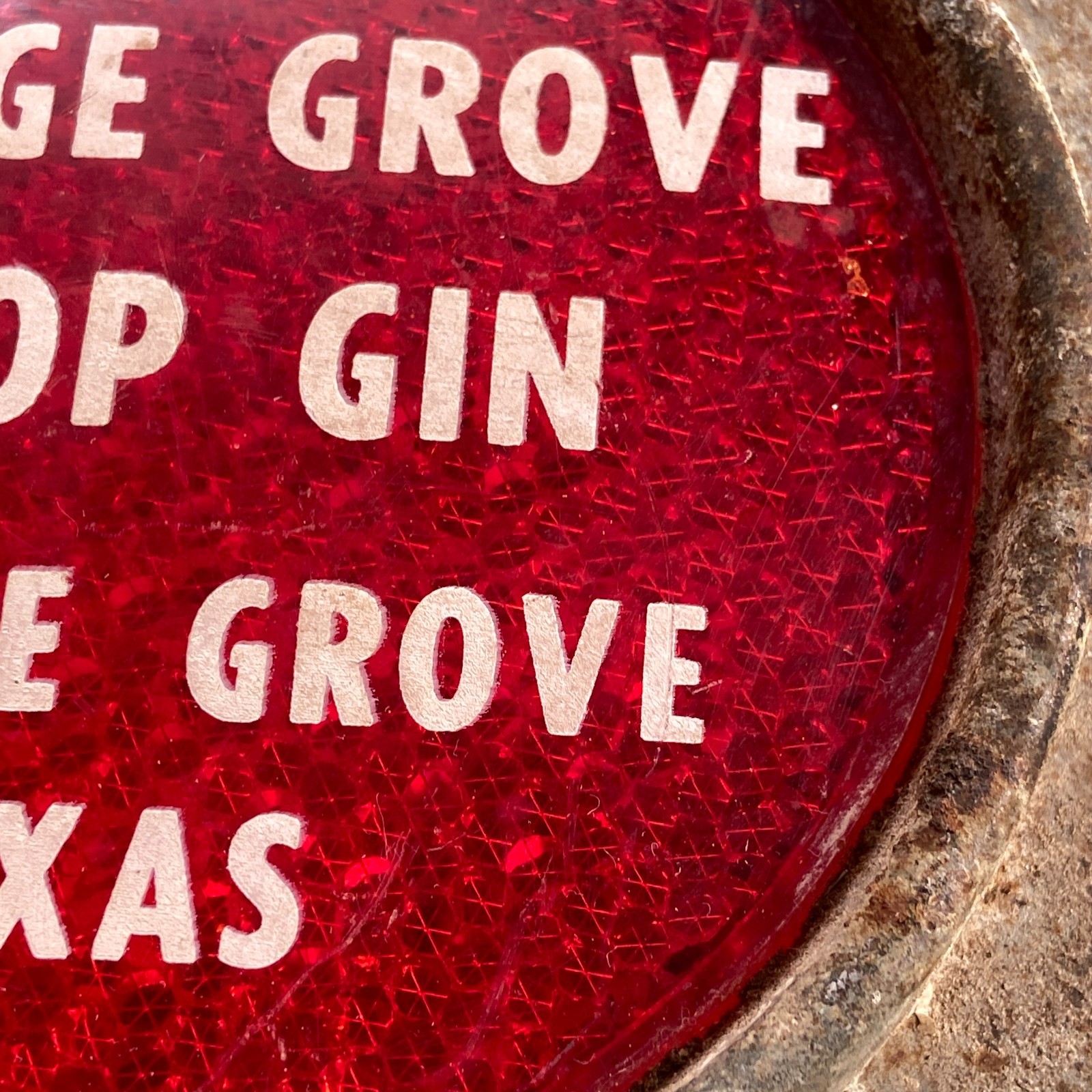 Orange Grove Texas Co-Op Cotton Gin Stratolite Reflector Tractor Truck Red 5.5”