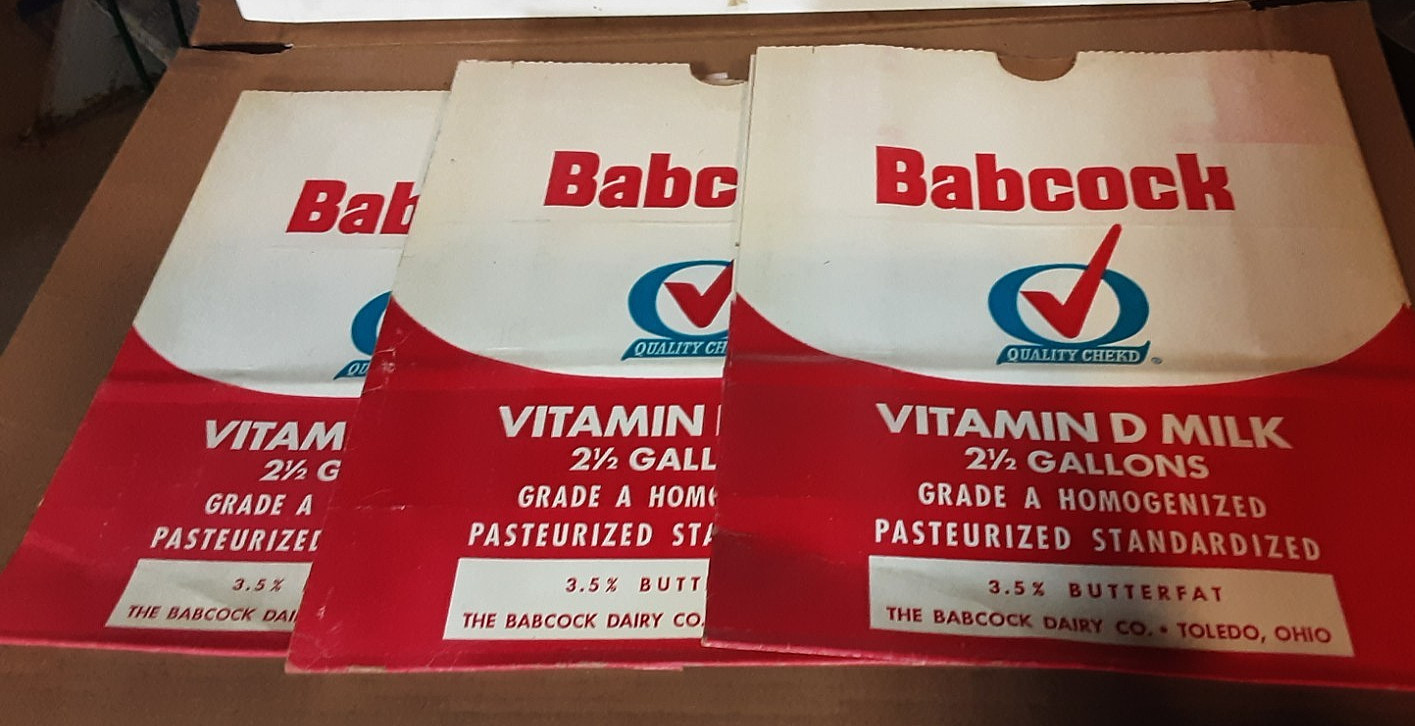 Lot of 3 Babcock Dairy 2½ Gallon Delivery Bags Toledo OH Red Blue Logo Clean