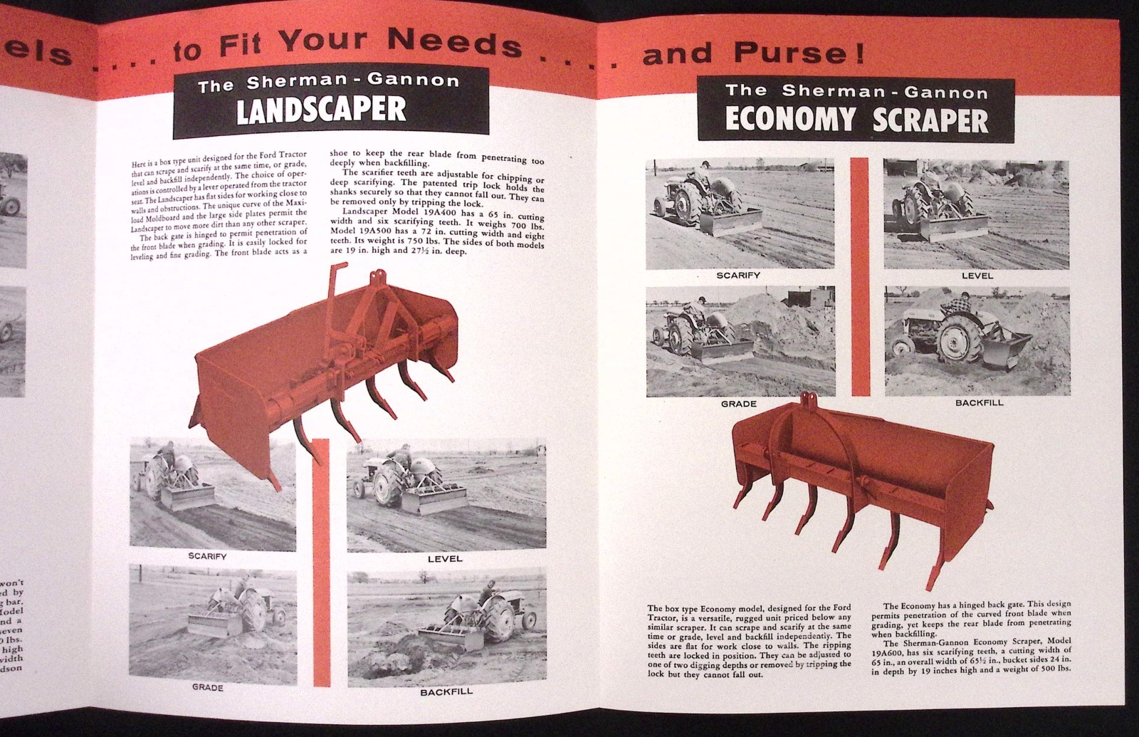 1957 Sherman Gannon Earthcavator Landscaper Scraper Brochure Sherman Products