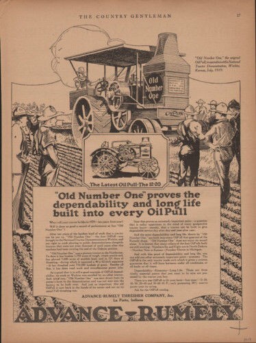 1919 ADVANCE-RUMELY OIL PULL AGRICULTURE FARM TRACTOR WICHITA LAPORTE AD 7649