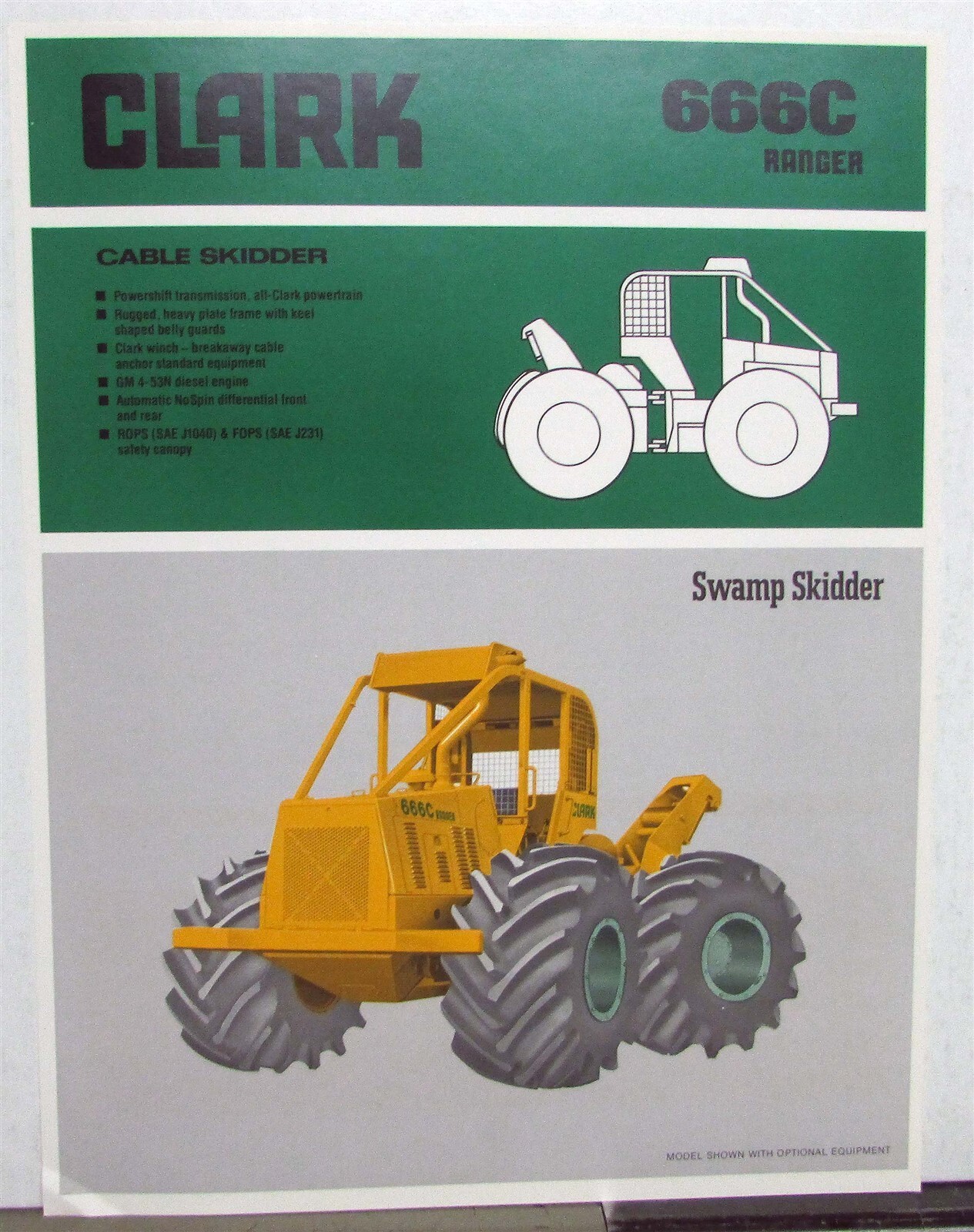 1980 Clark 666C Cable Swamp Skidder Diagrams Specs Construction Sales Sheet