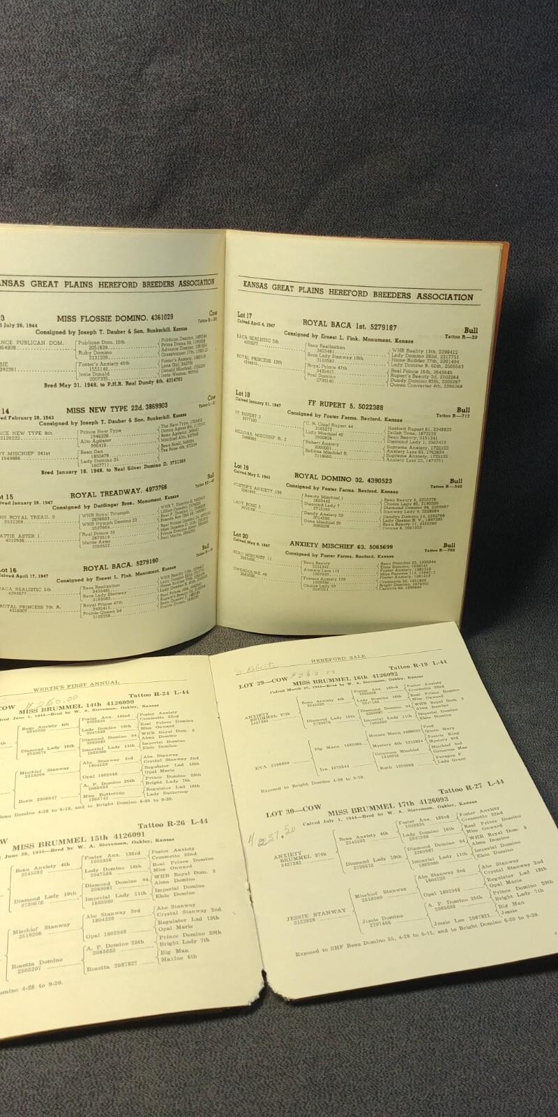 3 AG Booklet 1946 Hereford Sale Quinter Kansas 1948 Oakley Breeders Gazette 1951
