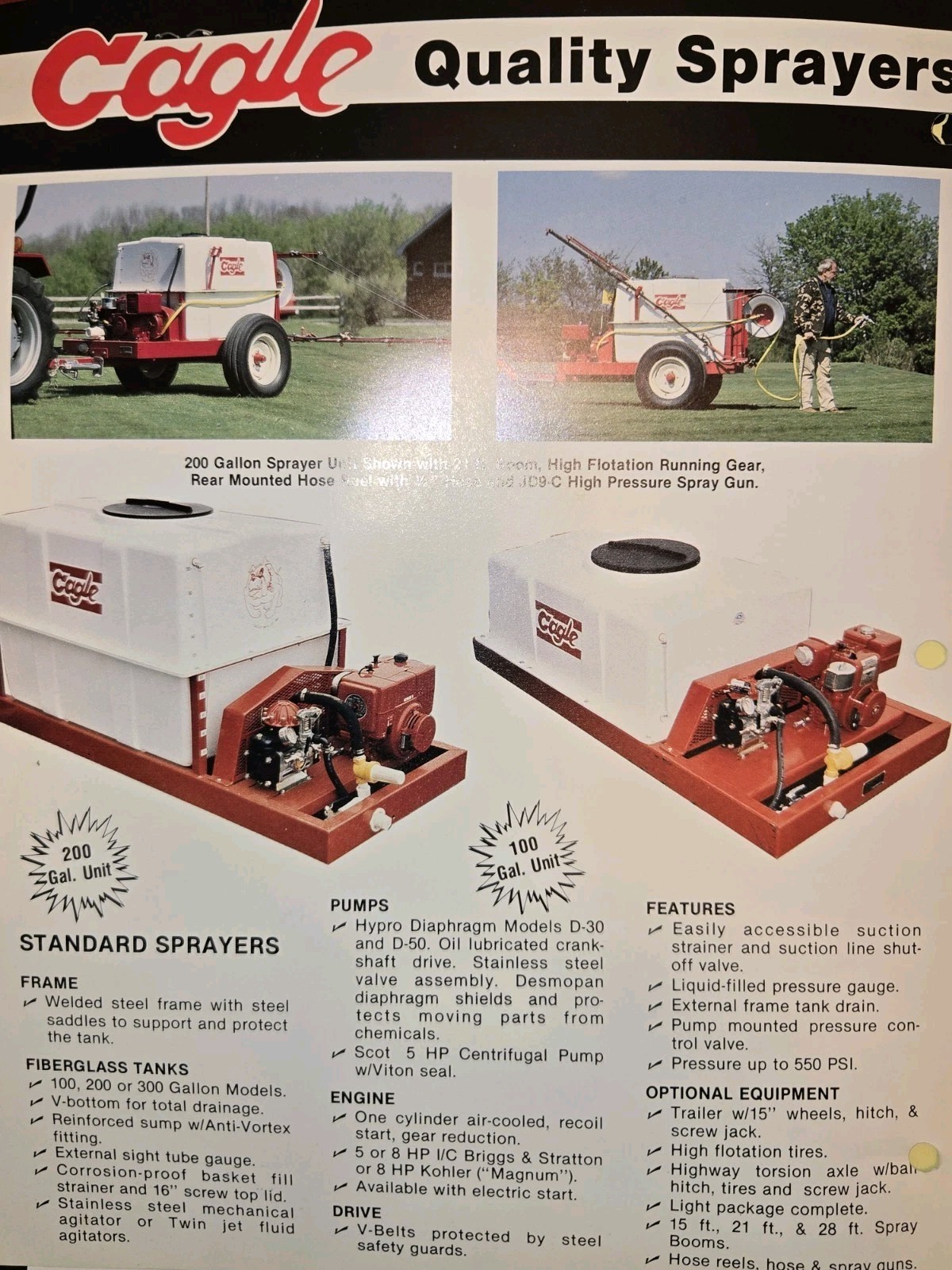 LOT OF CAGLE MANUFACTURING SPRAYERS Brochures AND PRICE LISTS