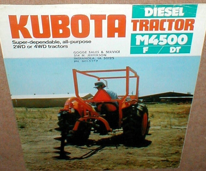 Kubota Diesel Tractor M4500 F/DT Full Color 4 Page 1981 Dealer Brochure