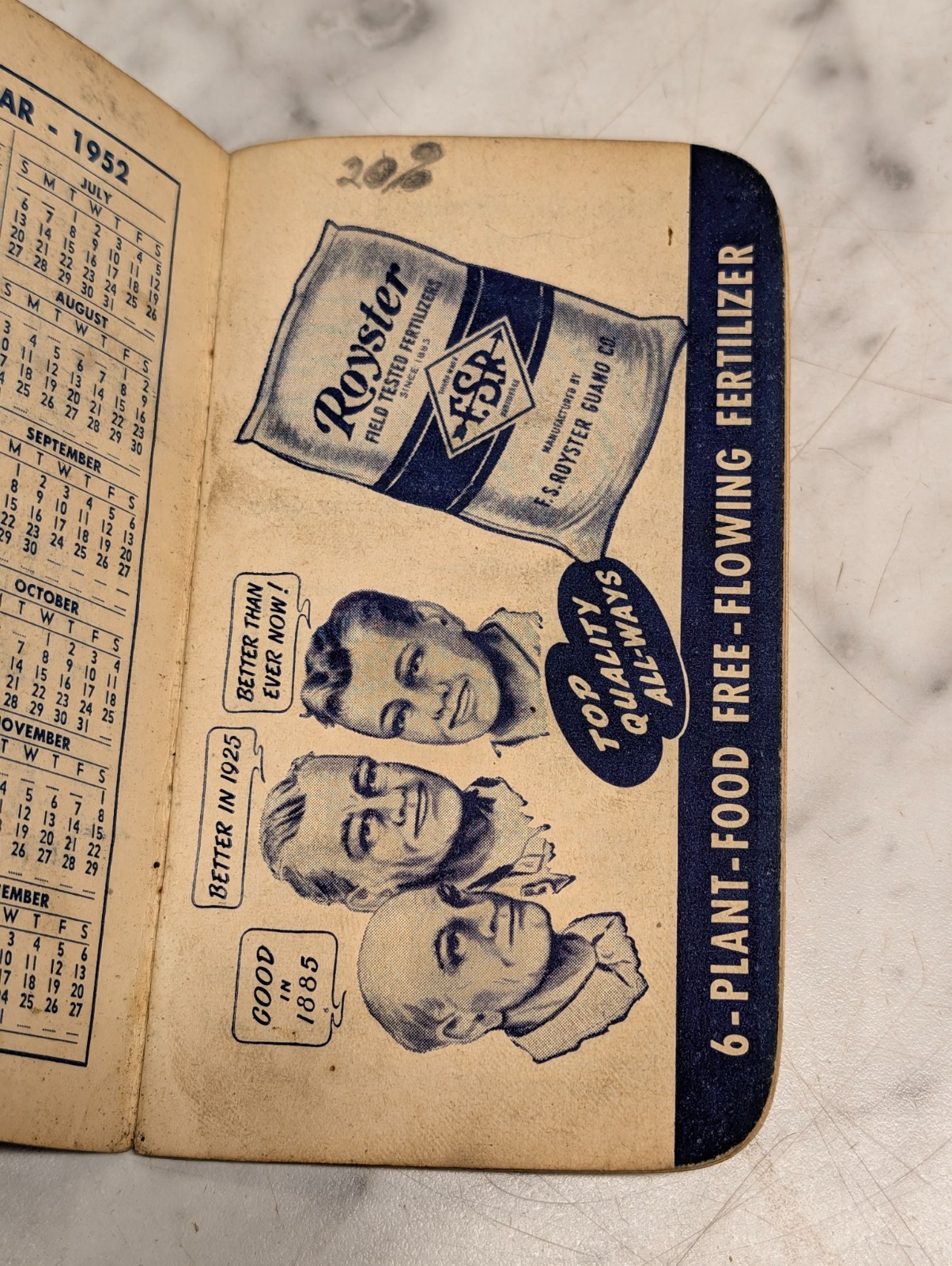 FS Royster Guano Co Pocket Memo Book Calendar Advertising Fertilizer