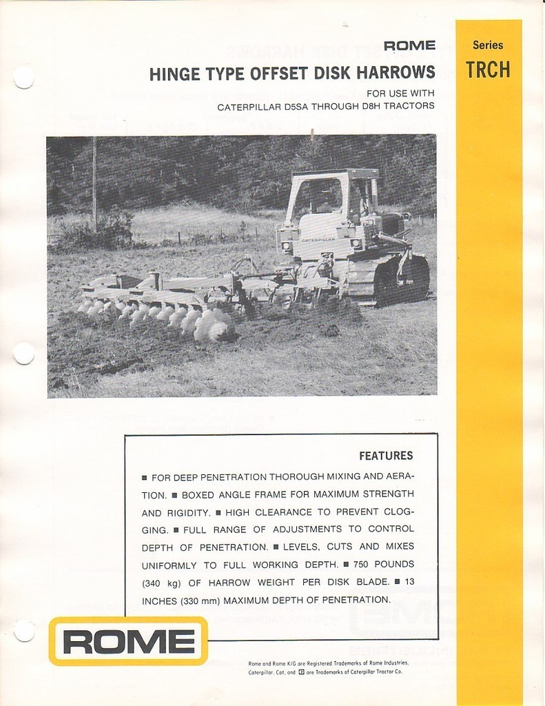 Farm Implement Brochure – Rome – TRCH – Offset Disk Harrow – 1978 (F1170)