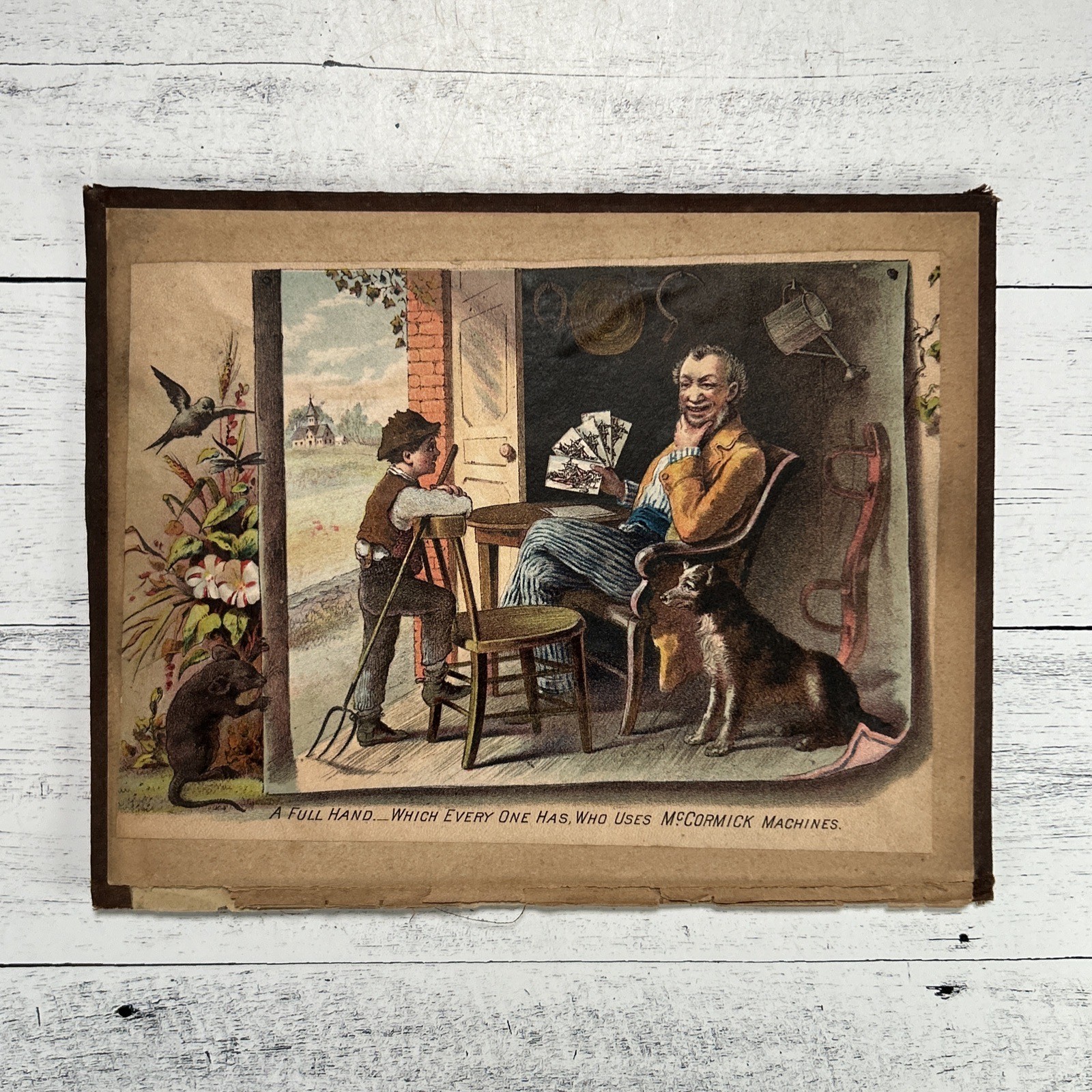 Antique McCormick Tractor Advertising Trade Card Farm Machinery 1880s Litho