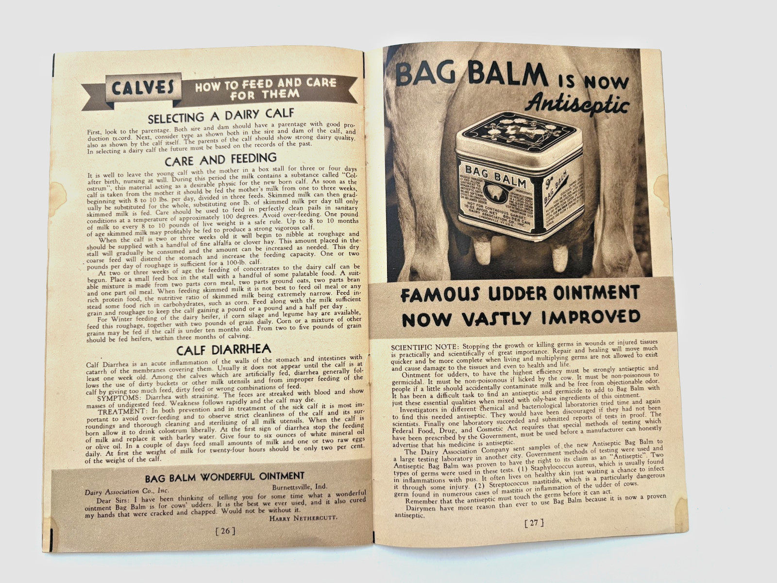 1939-40 Booklet « Home Help for Dairy Cows » w/ Formula « Kow-Kare » *