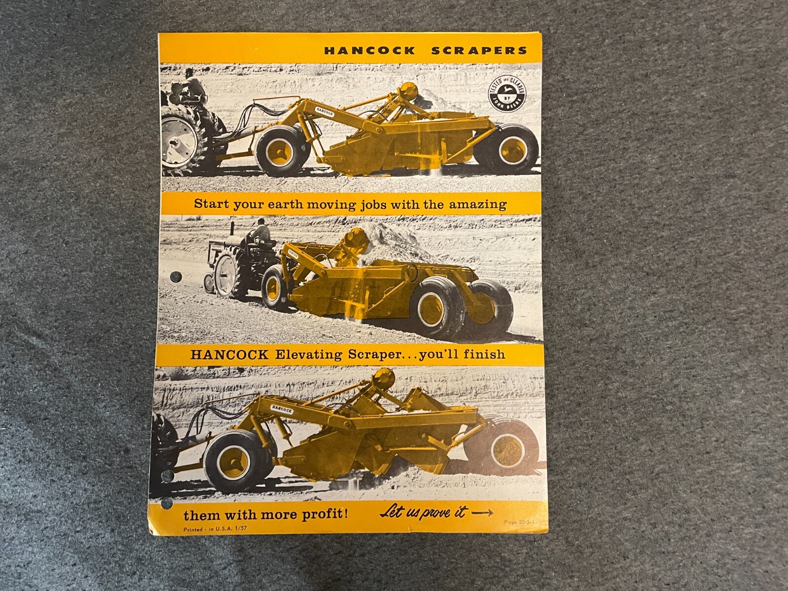 1950&rsquo;s Hancock Scrapers Brochure Spec Sheet 5 Yard 8 Yard 4 Pages Vintage