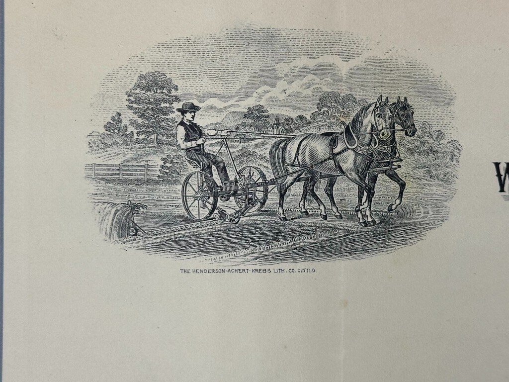 1893 WHITELEY&rsquo;s HARVESTING MACHINERY Illustrated FARM ADVERTISING Letterhead