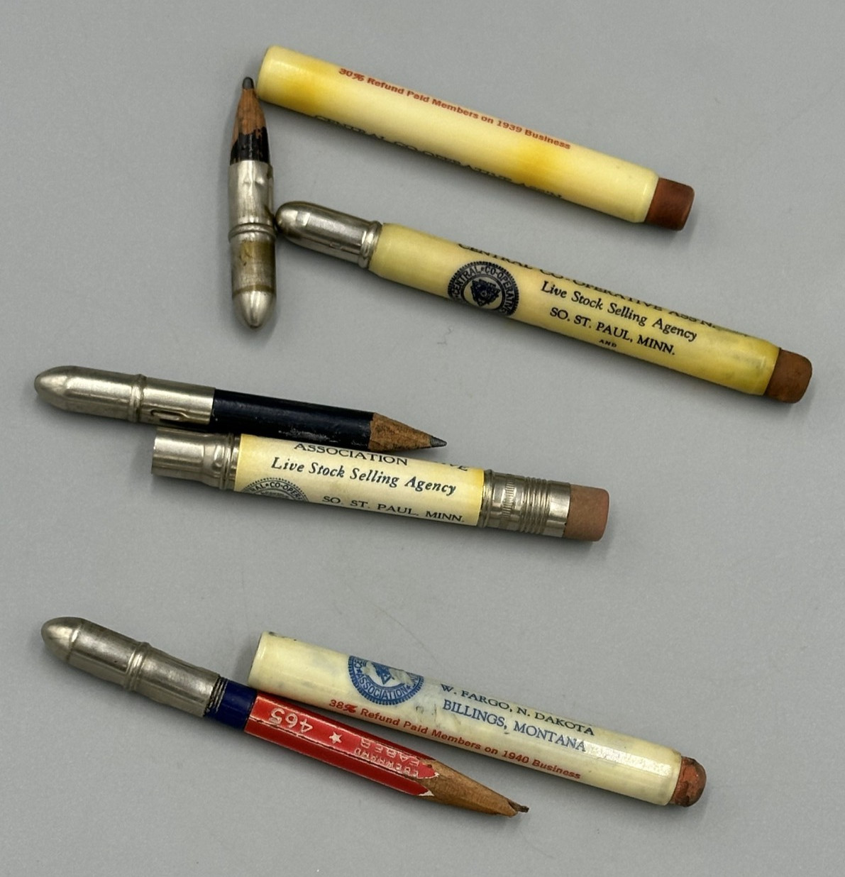 Vintage LIVE STOCK Selling BULLET PENCIL Farm Advertising ST PAUL Fargo BILLINGS