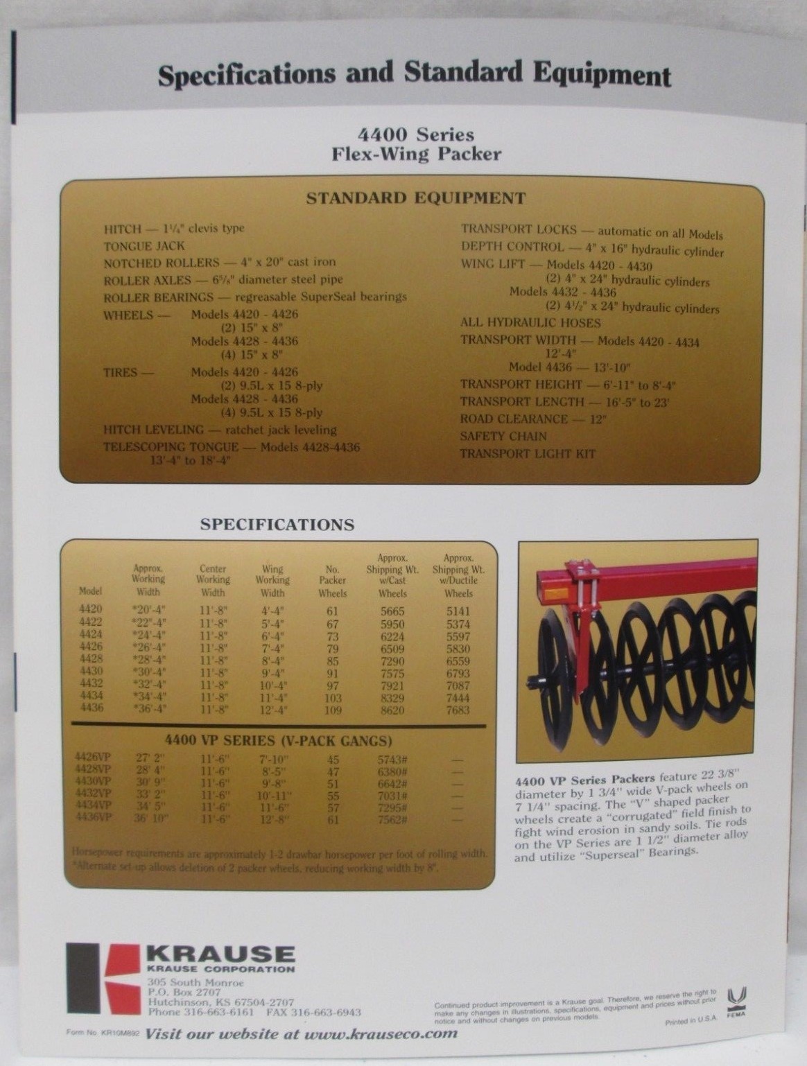 Krause Flex Wing Packer 4400 Series 3 Section 20-36 Ft Brochure