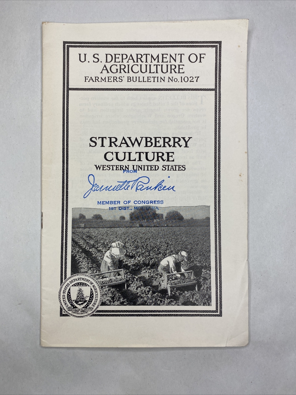 1936 USDA Farmers&rsquo; Bulletin No. 1027 Strawberry culture western united states