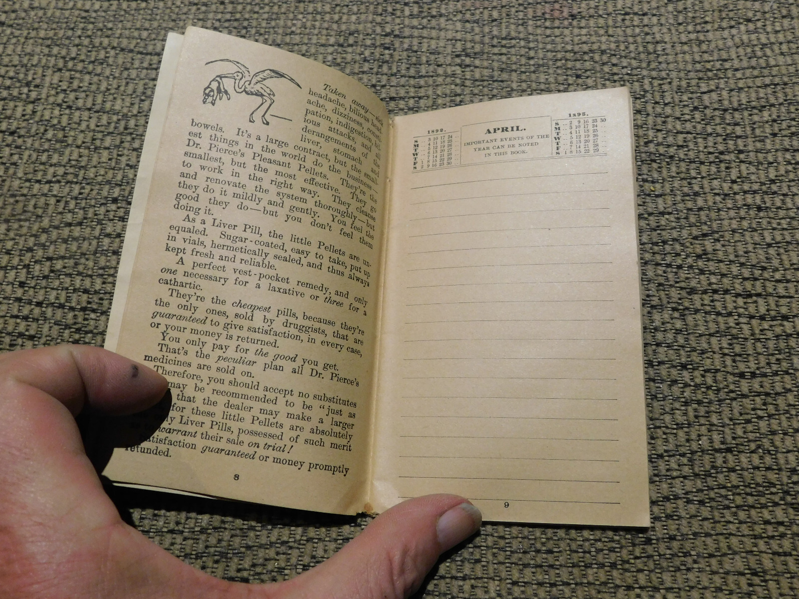 1892 1893 Pierce&rsquo;s Memorandum Account Book Farm Equipment Notebook 5.6 x 3.4&Prime;