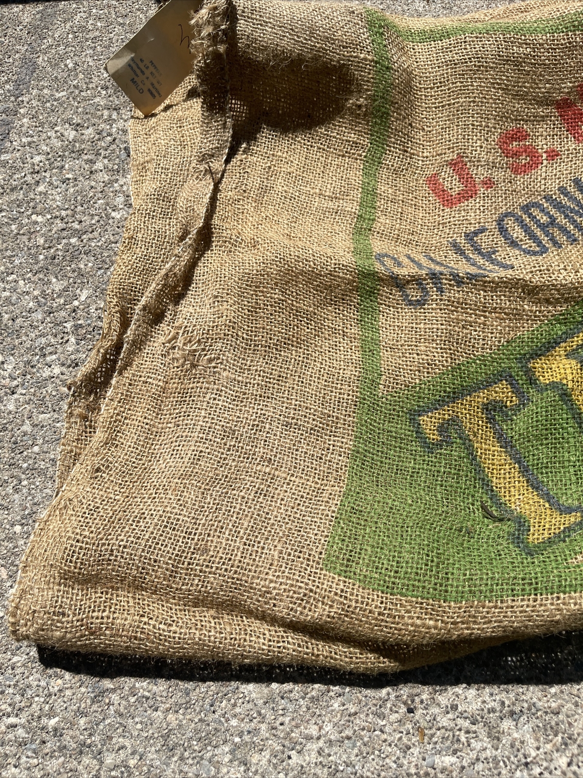 TERRIFIC US NO.1 California Collectible Burlap Sack Charles E. Gilb Co