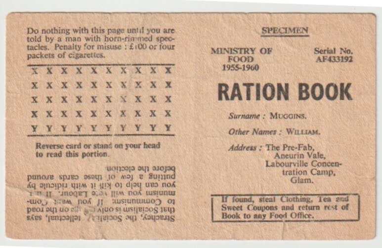 GB Ration Book Cover Specimen with « lets Vote Labour « Advertisement