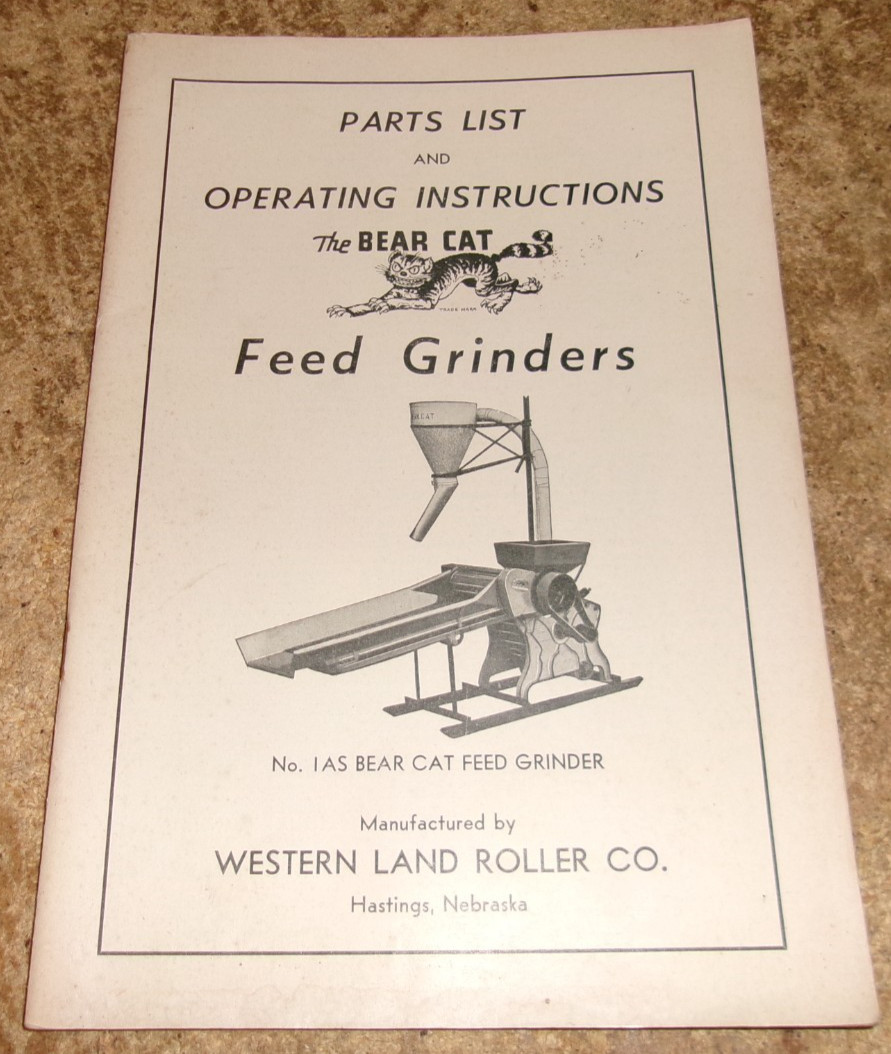 vintage bear cat feed grinders operating instructions in very good shape used
