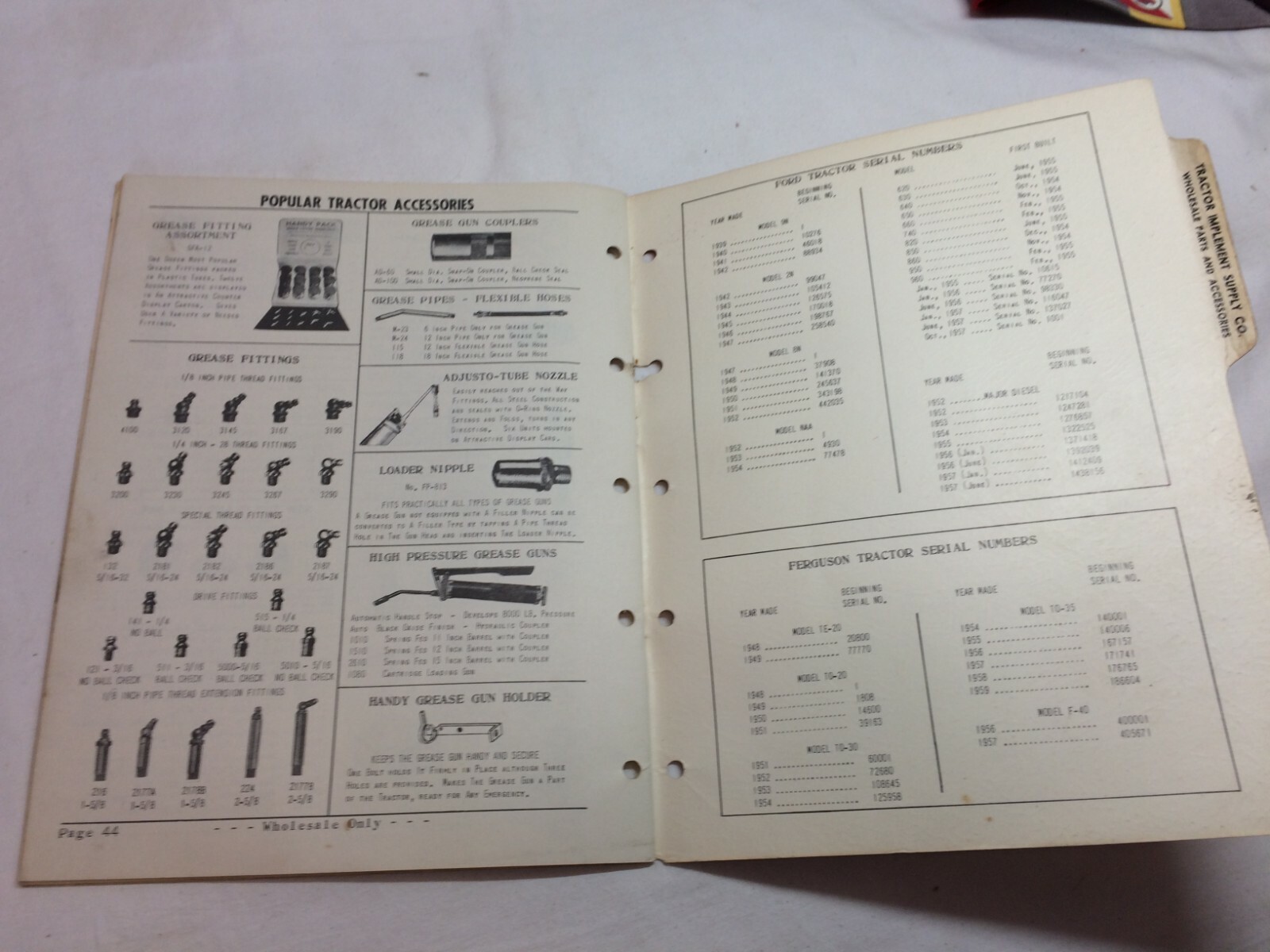 Vtg 1950s TISCO Tractor Implement Ford Massey-Ferguson Repair Parts Catalog