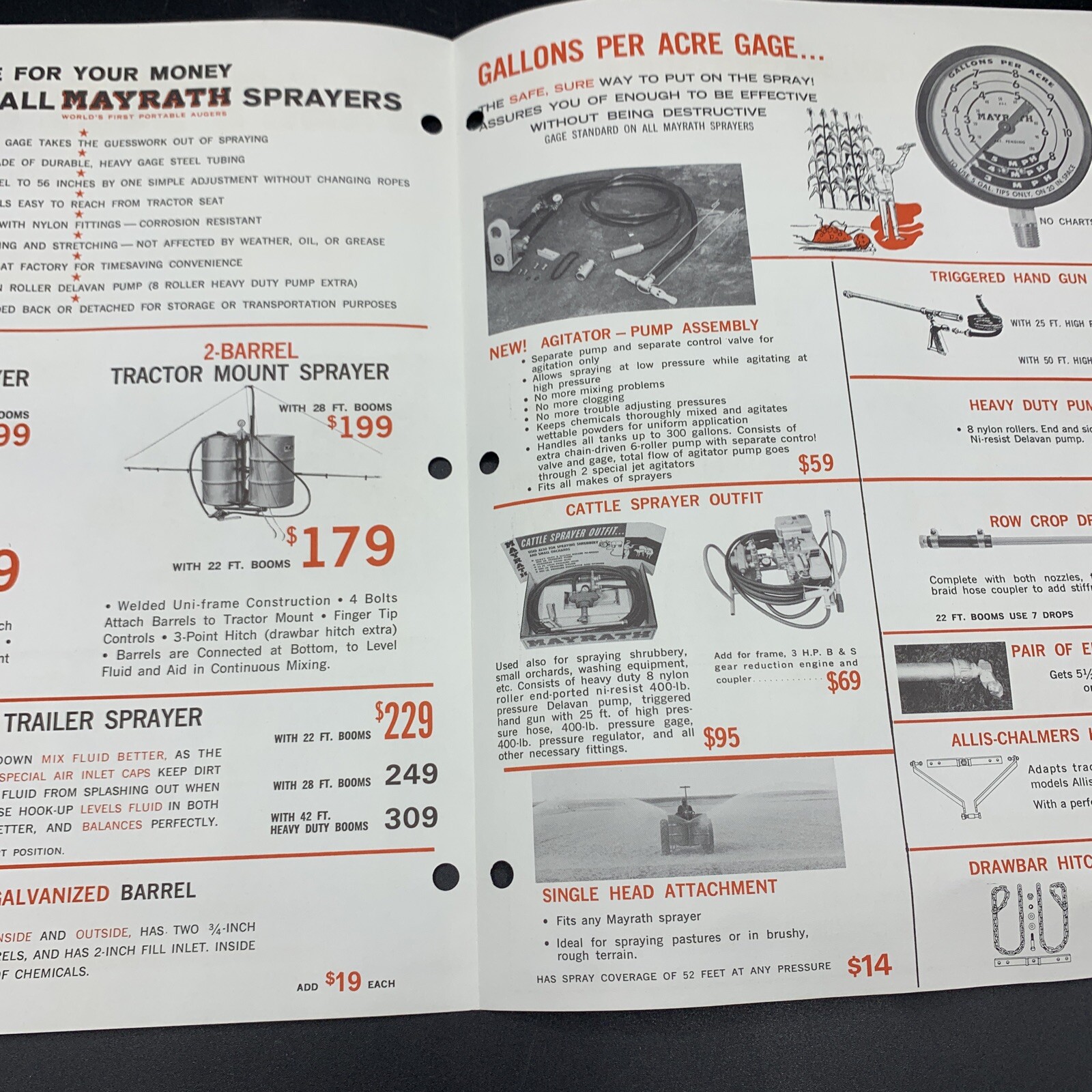 5 Original Mayrath Farm Implements Sales Brochures-Compton Illinois-1950’s