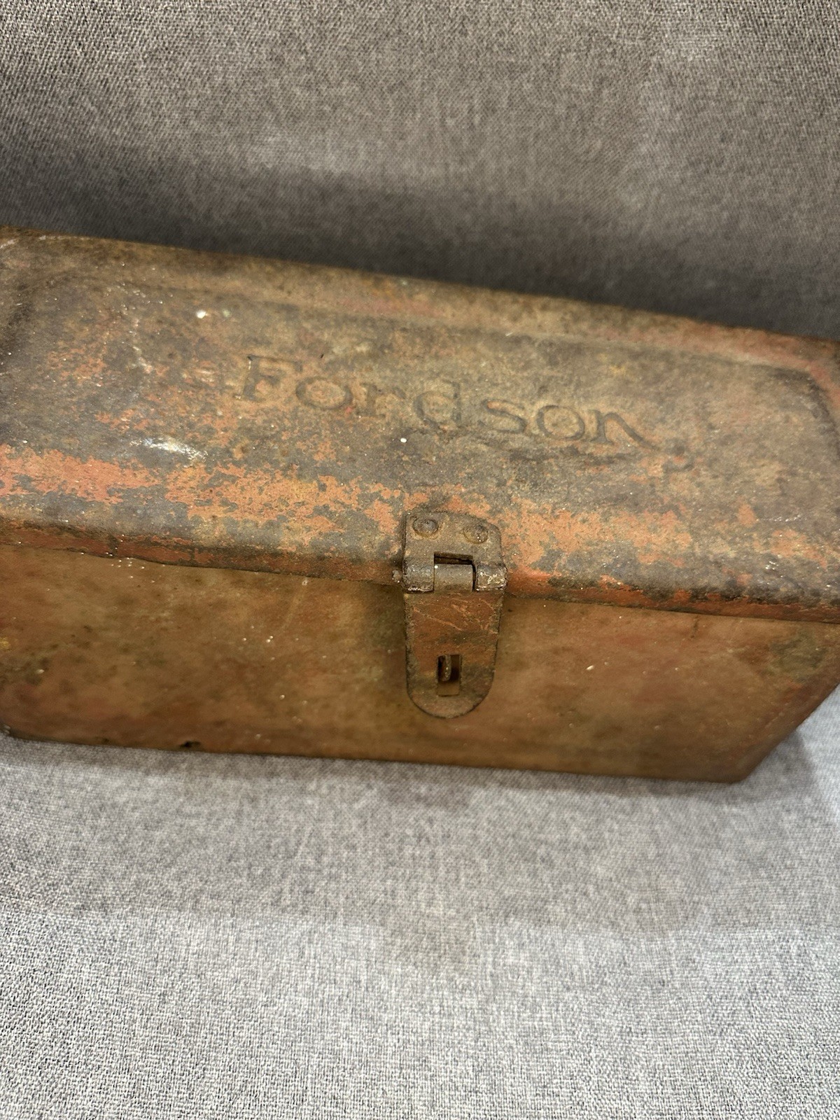 Vintage Fordson Tractor Tool Utility Box Embossed Lid Locking Clasp