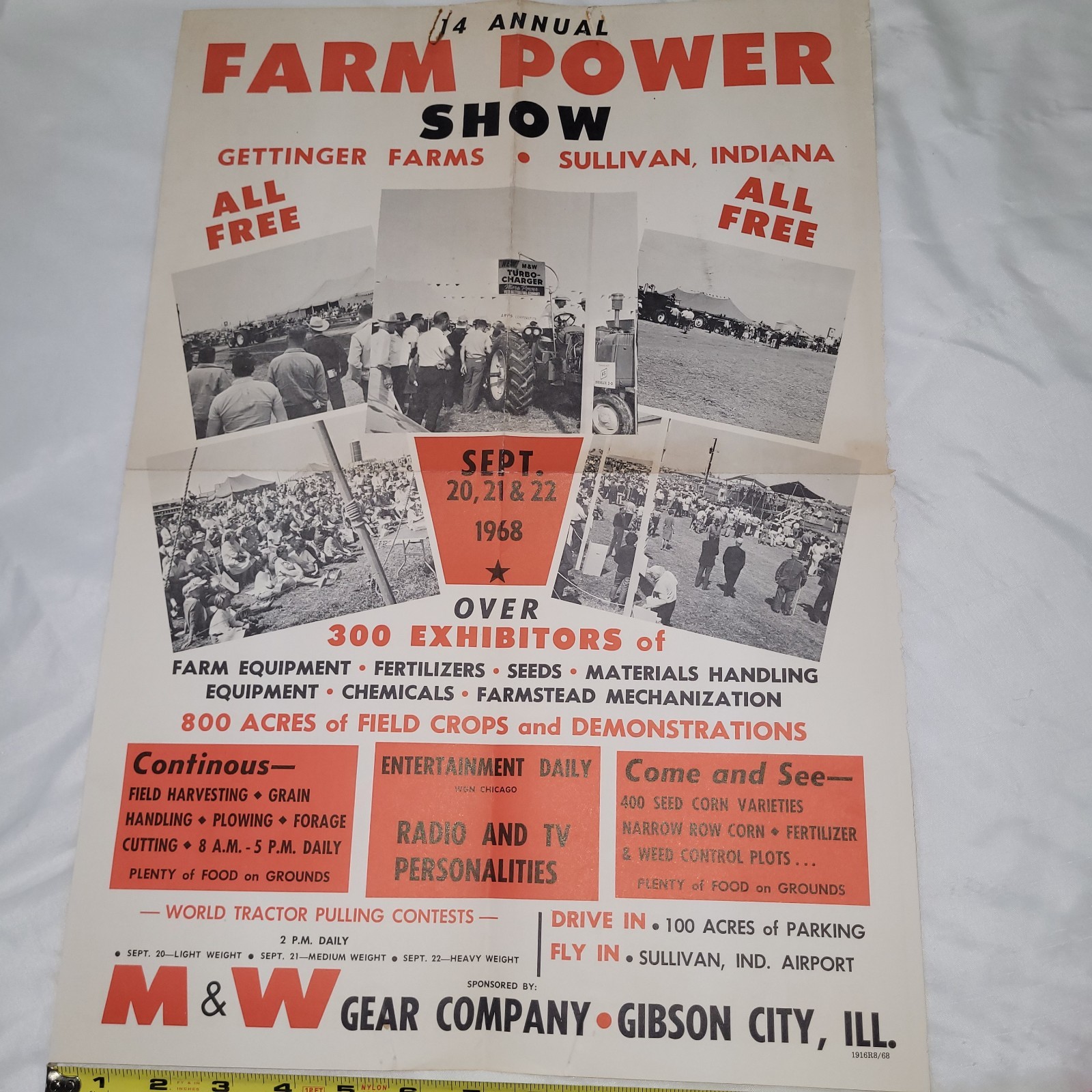 RARE 1968 Farm Power 14 Annual Show Gettinger Farms Sullivan IN. Poster