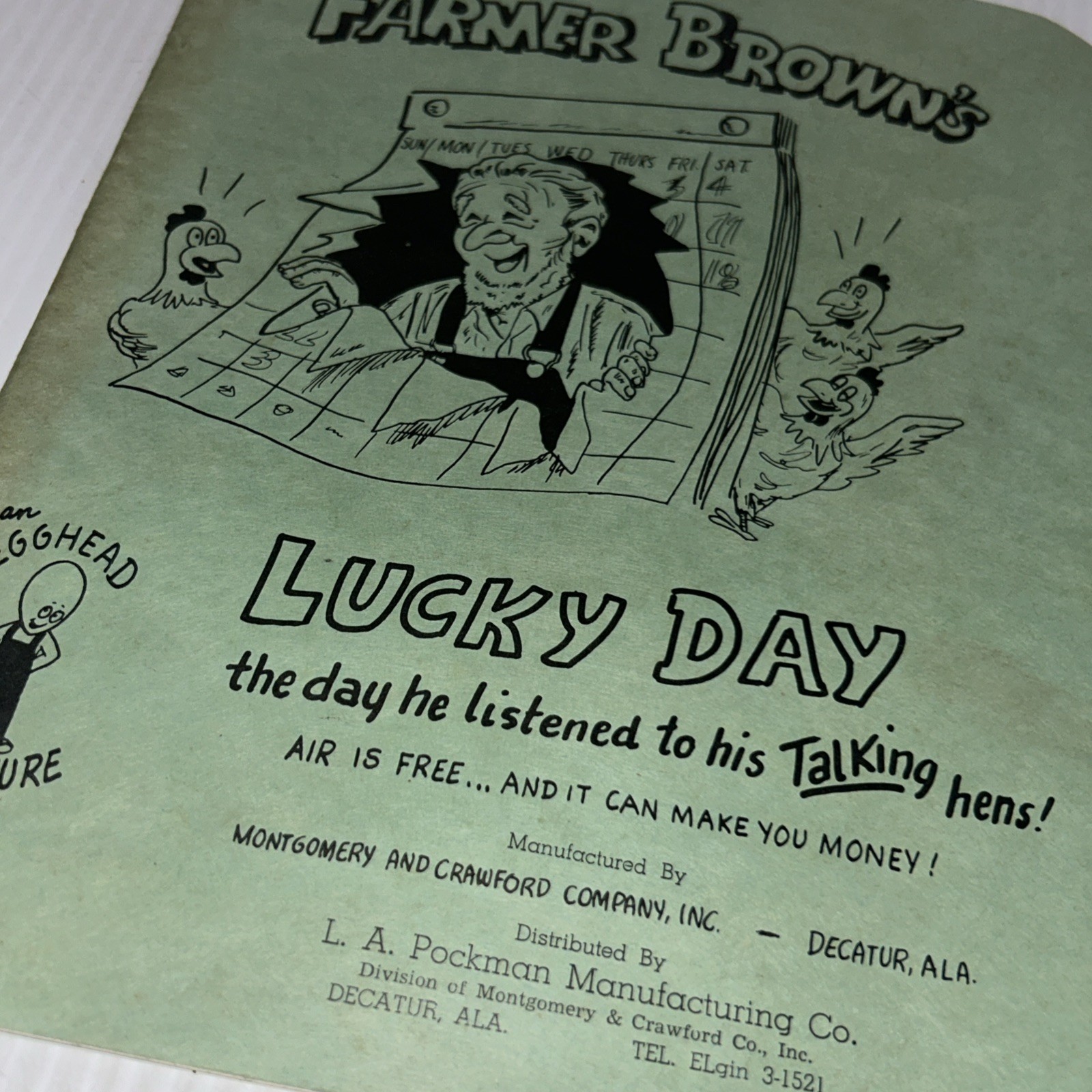 1950s Farmer Brown’s Lucky Day Comic Poultry Ventilation LA Pockman Promo/250h