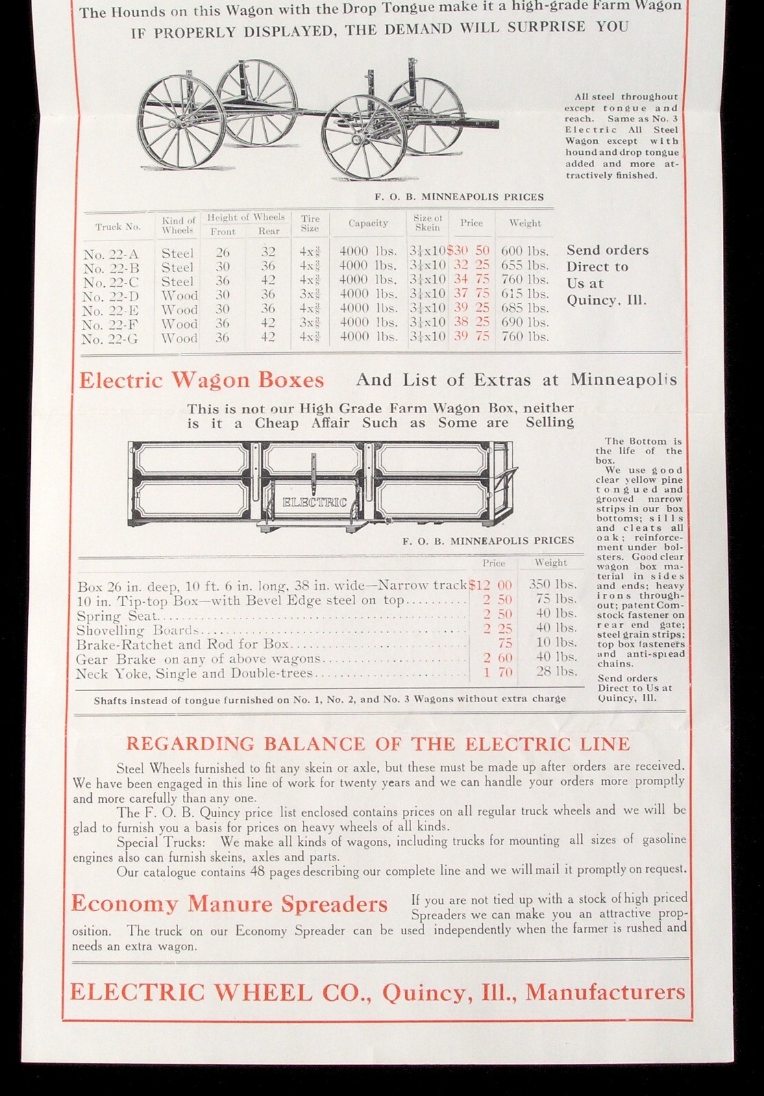 1911 Electric Wheel Co Farmer Wagons & Trucks Distributor Advertisement Mailing